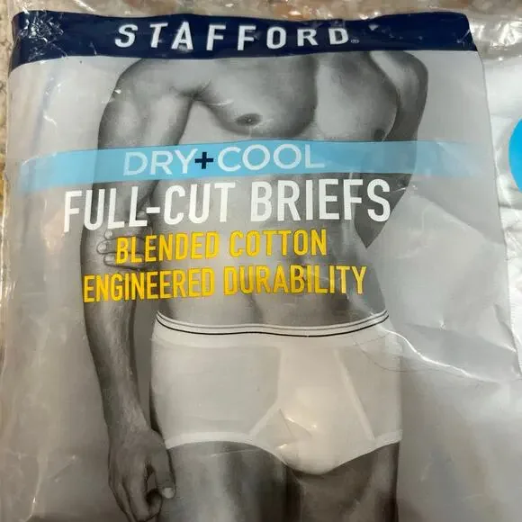 Stafford Dry + Cool Full Cut Briefs Blended Cotton Set of 6 Mens Size Large - Picture 2 of 7